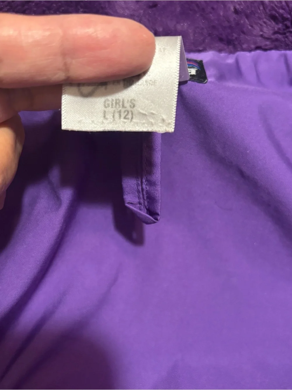 Patagonia Purple Pelage Faux Fur Button-Up Girl’s L (12) Fleece Coat